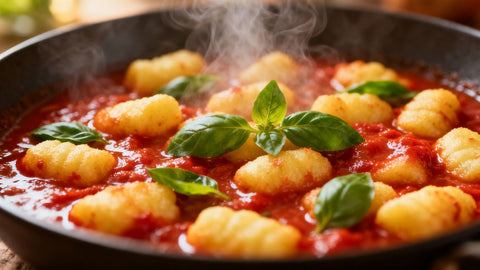 Gnocchi in tomato sauce with basil