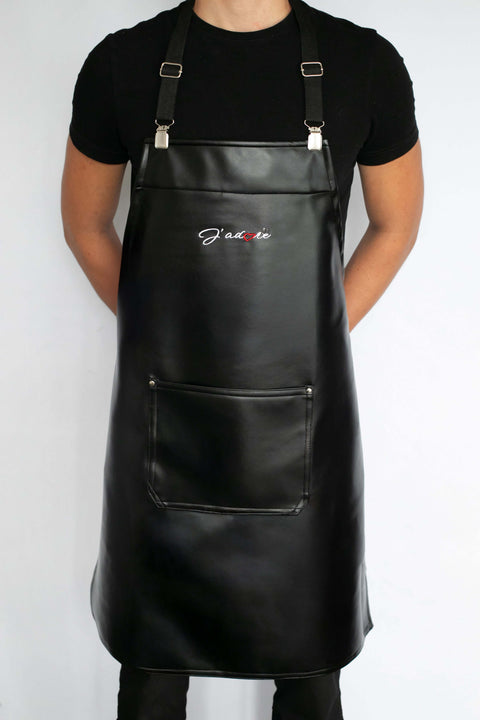 J’adore vegan leather apron, durable, waterproof, perfect for kitchen or studio, stylish and easy to clean.